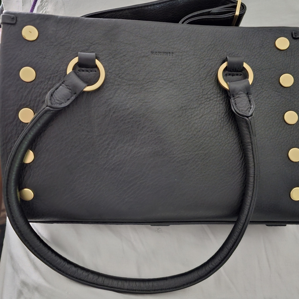 Hammitt Black Leather Crossbody with Gold Stud Accents - Picture 2 of 7